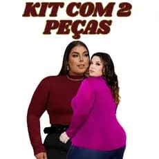 KIT 2 Cacharrel PLUS SIZE  feminina Gola Alta/Blusa Tecido Suplex Premium