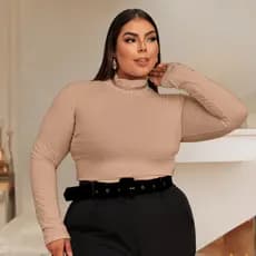 Blusa Cacharrel PLUS SIZE Feminina Gola Alta/Tecido Suplex