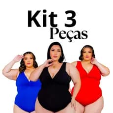 Kit C3 Maiô Body Plus Size Feminina Costa Nua Alça Larga Moda Praia
