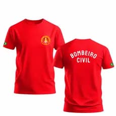 Camiseta Bombeiro Civil Profissional | 100% Algodão Premium | Uniforme Masculino
