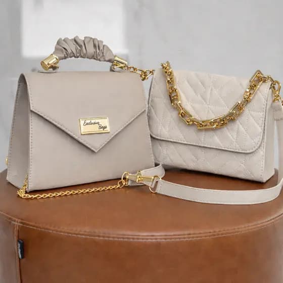 Kit 2 Bolsas Femininas Luxo | Alça de Mão + Corrente | Elegantes e Versáteis