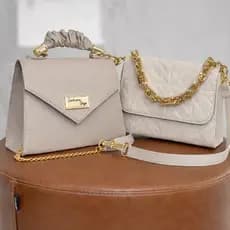 Kit 2 Bolsas Femininas Luxo | Alça de Mão + Corrente | Elegantes e Versáteis