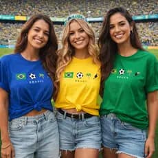 Camiseta Feminina Brasil Copa Brazil 100% Algodão Varias Cores