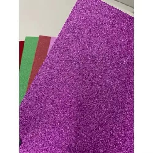 PCT COM 10 PAPEL GLITTER METÁLICO ROSA PINK 250 GR