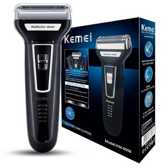 Aparelho de barbear 3 em 1 Kemei KM 6558 Recarregável Bivolt Preto