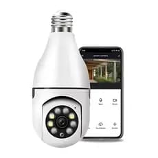 Câmera Wifi ip sem fio giratória 360 com encaixe lâmpada bocal rosca ptz full HD visão noturna segurança