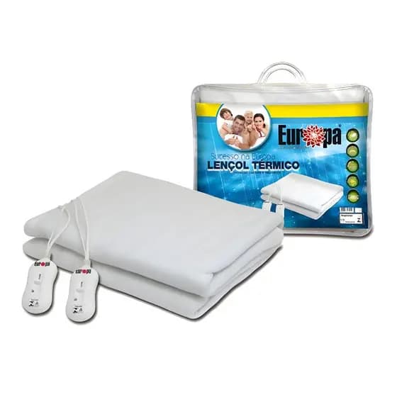 Lençol Térmico Casal 128x158cm Elétrico Conforto Luxo Soft Lavável 220V - Europa