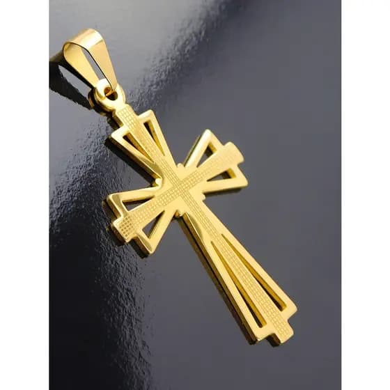 Crucifixo Masculino Folheado Ouro Pingente Cruz Unissex