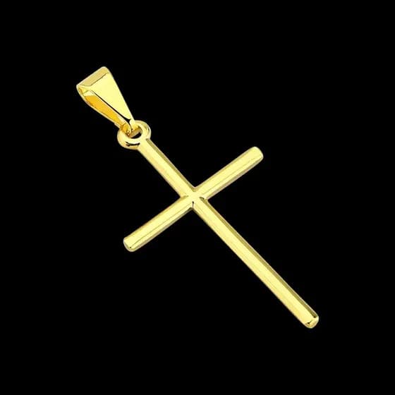 Pingente Cruz Palito Lisa Banhado a ouro 18k Masculino /  Feminino Folheado com Garantia