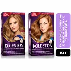 Kit 2 Tintura Creme Wella Koleston - 77 Marrom Dourado + 73 Louro Avelã