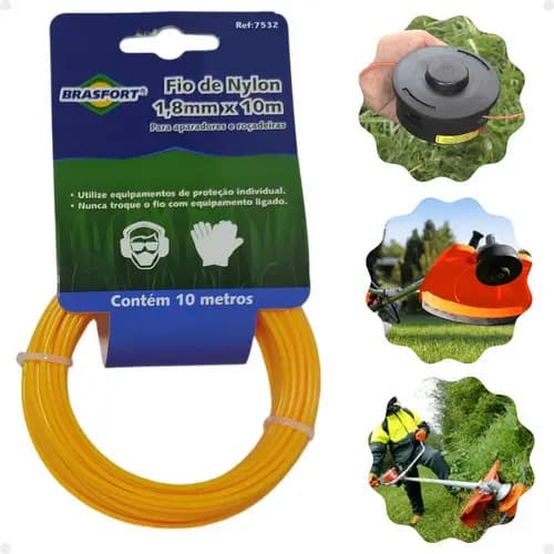 Fio Nylon 1,8mm 10 Metros Para Roçadeira Aparar Brasfort
