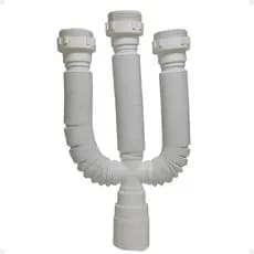 Sifão Tubo Sanfonado Triplo Flexível Universal Branco Branco