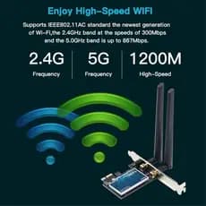Roteador Wi-fi 1200Mbps com Bluetooth 4.0 para PC Game Desktop 802.11AC WiFi PCIE 2.4Ghz/5Ghz Win 7 8 10 Wifi
