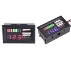 Medidor de voltagem digital 12v Com dois USB Turbo saida 5v