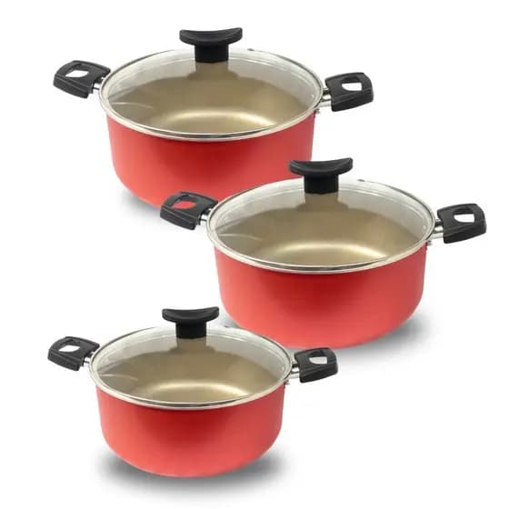 Kit 3 Panelas Teflon Caçarolas 16 18 e 20 Antiaderente 3 Peças