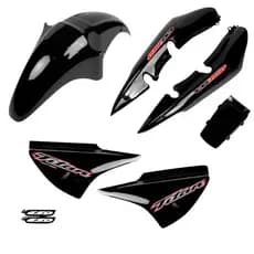 Kit Carenagem Titan 150 Preta 2004 2005 2006 2007 2008 + Adesivos + Evernizado