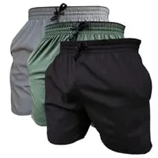 Shorts De Elastano de Treino Piscina Praia Corrida Bermuda Tactel Calção Kit 3 Unidades