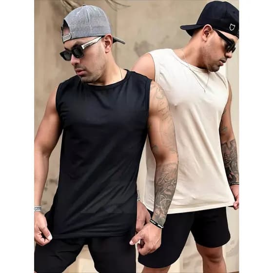 Kit 2 Regatas Camiseta Regata Masculina Oversized Streetwear 100%