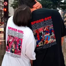 Camiseta Kit Casal Spider Boy e Spider Girl Geek Namorados 100% Algodão Premium