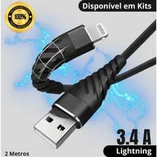Cabo Carregador Lightning 2 Metros Compatível Com iPhone Original Inova Bazik Reforçado Original Carregamento Rápido
