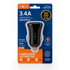 Carregador Inova para Celular Veicular Carro Fonte 2 entradas USB carga rápido
