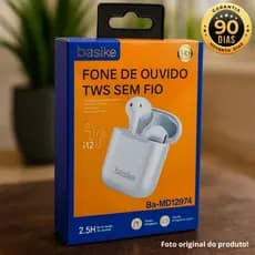 Fone de Ouvido Bluetooth Sem Fio TWS i12 Com Touch – In-ear, V5.0, Estojo Recarregável 300mAh