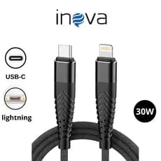 Cabo Turbo Inova Basik 27W 30W Reforçado USB-C  Lightning Carregamento Rápido 30W