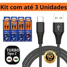 Cabo de Carregador Android e Ios USB-C 2 metros to USB-C Cable Cabo Rápido Turbo Comprido Resistente