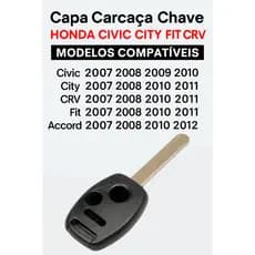 Capa Carcaça Chave Honda Civic City Fit Crv 2007 2008 2009 2010 2011 2012 2013