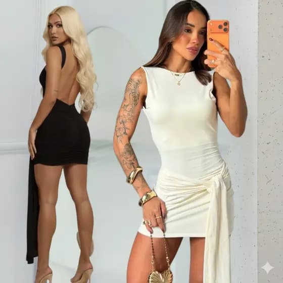 Vestido Moda Blogueira Feminino Suplex com Detalhe no Quadril 2,0 Gringa
