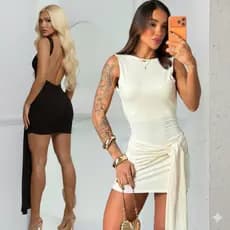 Vestido Moda Blogueira Feminino Suplex com Detalhe no Quadril 2,0 Gringa