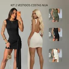Kit 2 Vestido Feminino Curto Suplex Com No Lateral Elegante Festa Social Casual Modelador Premium