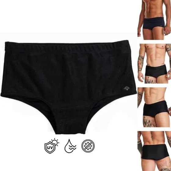 Sunga Lisa Preta Adulto Moda Praia Tradicional Proteção UV AntiCloro Forrada Tecido Lycra Premium