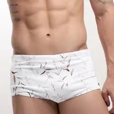 Sunga Masculina Estampada Tradicional Praia Tecido Proteção Solar Folhagem