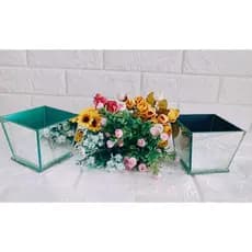 Vaso Espelhado Baixo Decoração Presente Reflexo Flores Flor Cachepot Enfeite Charme Reflete