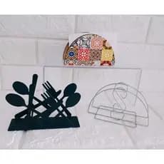 Porta Guardanapo Suporte Para Mesa Restaurante Prata Preto MDF Servir Festa Comemoração Organizar