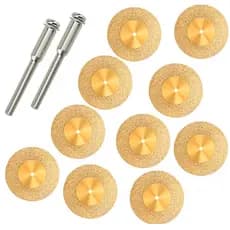 Jogo com 10 Discos de Corte 20mm Diamantado Titânio Dourado para Micro Retíficas Dremax