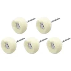 Kit 5 Escovas Lã de Algodão Disco de Feltro 25mm com Haste 3mm para Polir com Micro Retíficas Dremax