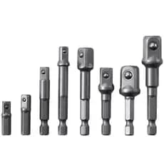 Kit 8 Adaptador para Soquete 1/4 3/8 1/2 Encaixe Sextavado para Parafusadeira em Aço Cromo Vanádio Profissional