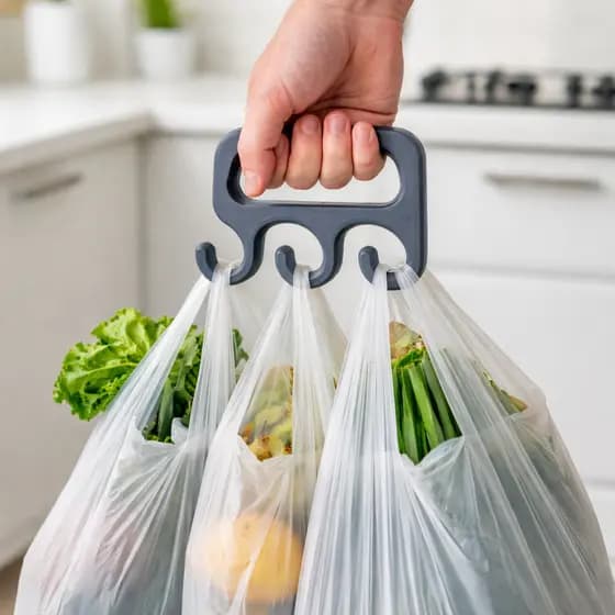 Carregador De Sacolas Pegador Com 3 Ganchos Leve e Resistente Leve Todas as Suas Compras de Uma Só Vez Sem Dor nas Mãos