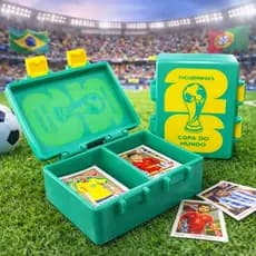 Porta Figurinhas Copa do Mundo 2026 Caixa Organizadora Estojo para Coleção Álbum FIFA Cards Futebol