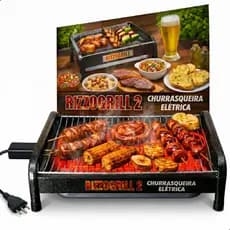 Churrasqueira Elétrica Portátil Com Bandeja Coletora Gourmet Top Grill 2 1600W Bivolt 110V ou 220V