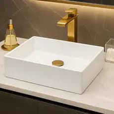 *PROMOÇÃO* Pia Para Banheiro de Sobrepor Cuba 40cm de Apoio Lavatório Retangular Mármore Sintético