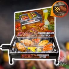 *PROMOÇÃO* Churrasqueira Elétrica Portátil Com Resistência 110v 220v Gourmet Com Pés Grill Alumínio