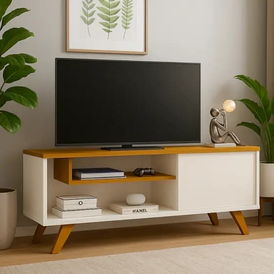 *PROMOÇÃO* Rack Para Tv Estante Sala Painel Bancada Suporte Aparador Móvel Com Prateleira Madeira