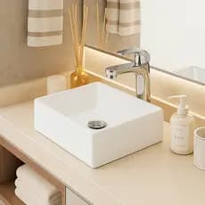 *PROMOÇÃO* Pia Para Banheiro Cuba de Sobrepor e de Apoio Lavabo Branca Retangular Mármore Sintético