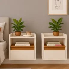 Kit 2 Mesa De Cabeceira Para Quarto Suspensa e Gaveta Com Nicho Criado Com 2 Unidades Mesinha Canto