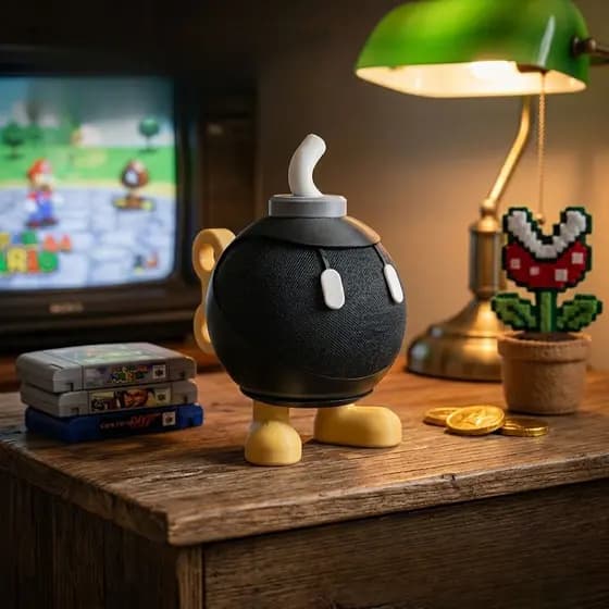 Suporte Alexa Echo Dot 4 5 Geração Bomba Retro Gamer Base Decorativa Setup Geek
