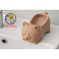 Saboneteira e Porta Esponja em Formato de Gatinho com drenagem