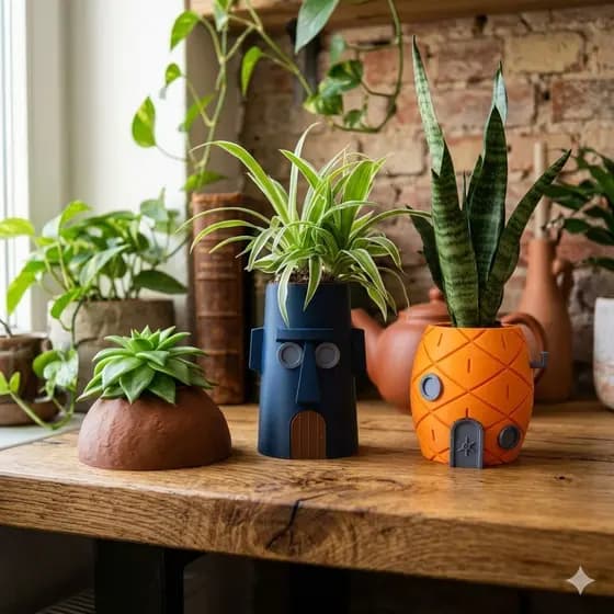 Vaso casa do Bob Esponja para Suculentas e Plantas Pequenas